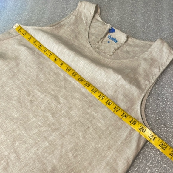 Yuvita Linen Tank Top Natural Tan Scoop Neck Sleeveless Casual Lagenlook M - Picture 5 of 7